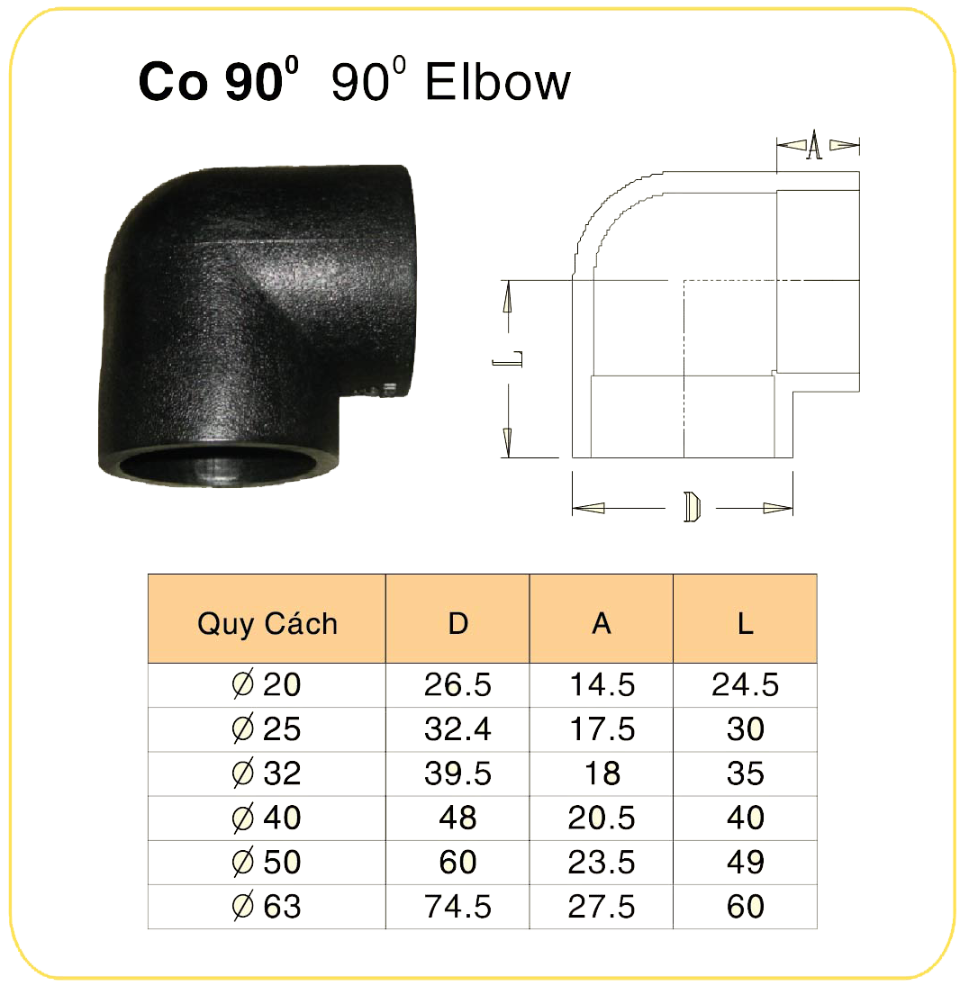 Co 90° (Elbow 90°) uPVC Đệ Nhất